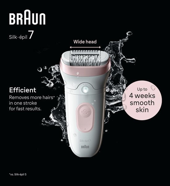 Braun Silk·épil 7 - Épilateur pour une épilation facile - Une peau lisse durablement - 7-000 - Blanc/Flamingo