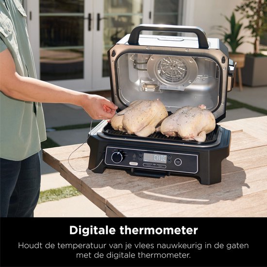 Ninja Woodfire Pro Connect XL - Barbecue électrique intelligent 7-en-1 et fumoir - Thermomètre de cuisson numérique inclus - Application Connect - OG901EU