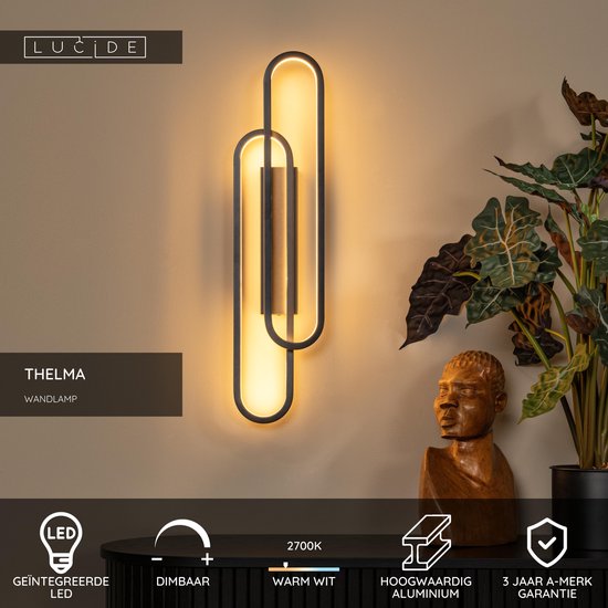 Lucide THELMA - Applique murale - LED à intensité variable - 1x35 W 2700 K - Noir