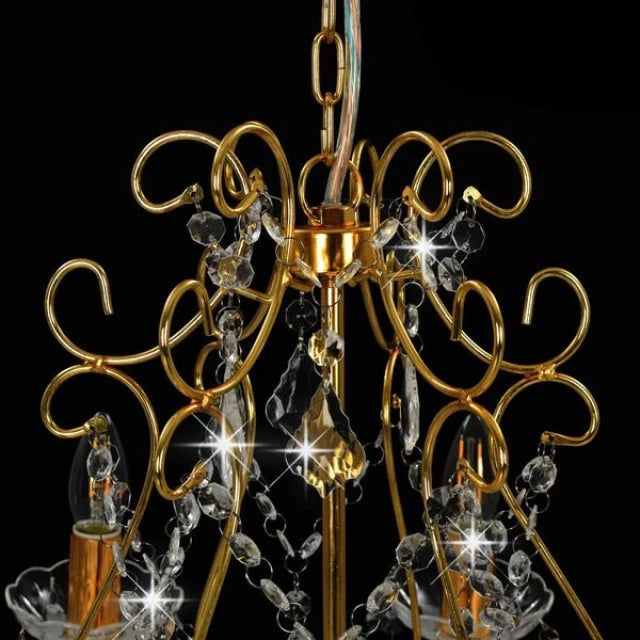 Lustre rond en cristal vidaXL, doré - 6 ampoules E14 - Ø 60 x H 44 cm