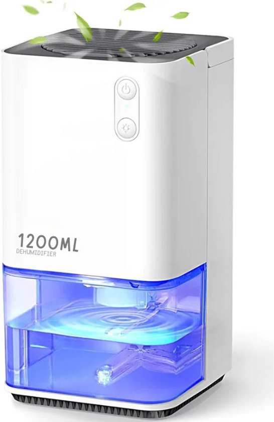 Déshumidificateur électrique, déshumidificateur portable et silencieux, élimine automatiquement l'humidité pour le bureau, la chambre, la salle de bains, les placards, les caravanes – avec veilleuse colorée, blanc