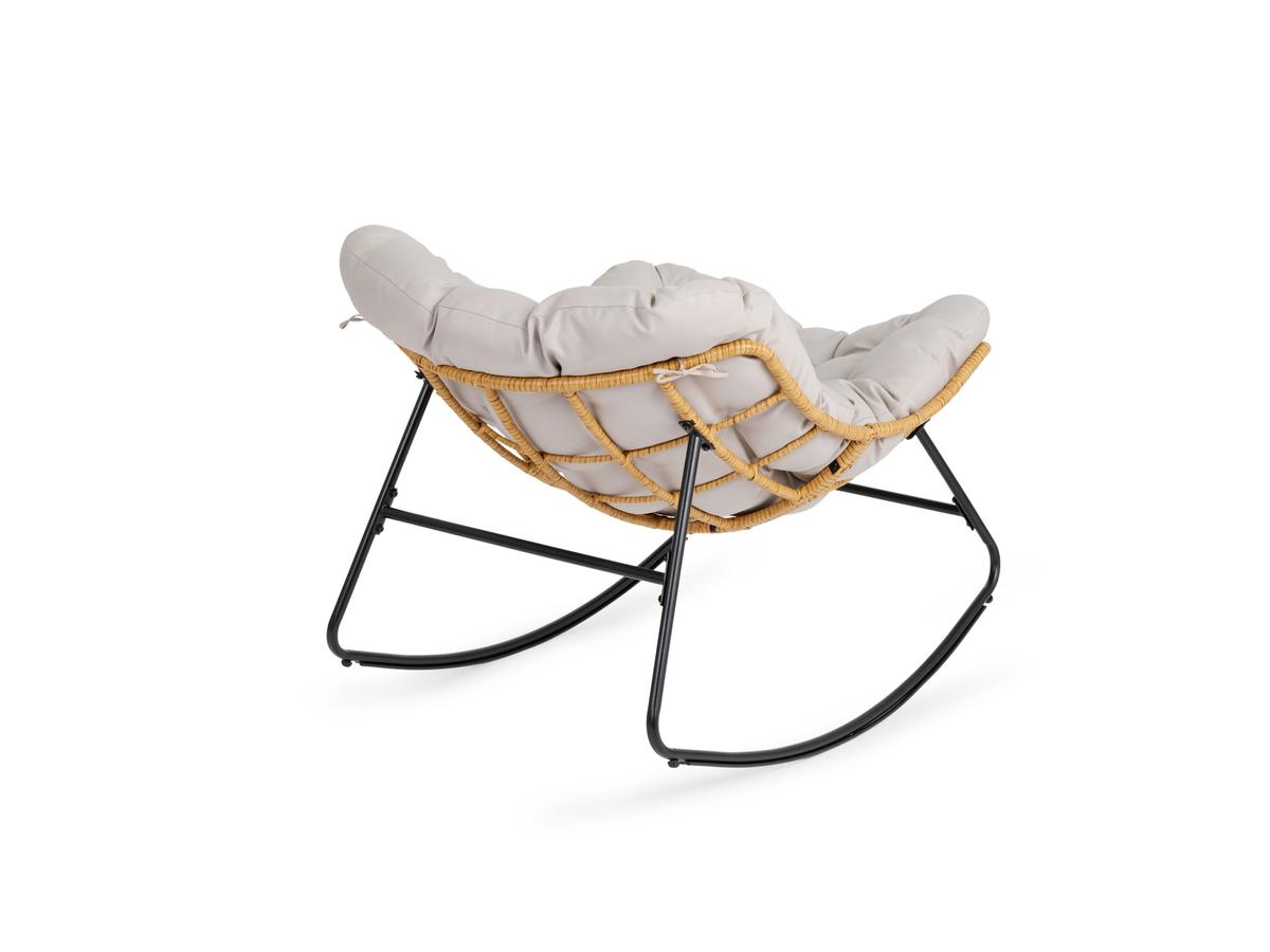 Fauteuil à bascule en rotin Lifa Garden avec coussin - Naturel - 110 x 70 x 90 cm