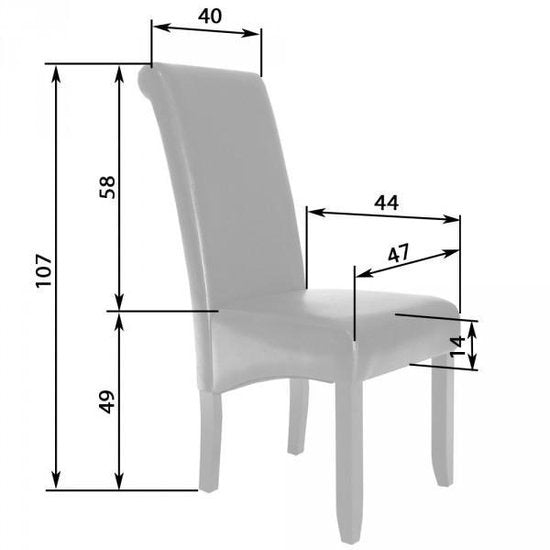Chaise de salle à manger x2, Tectake®, Rembourré avec revêtement aspect cuir, Dossier haut ergonomique, Brun