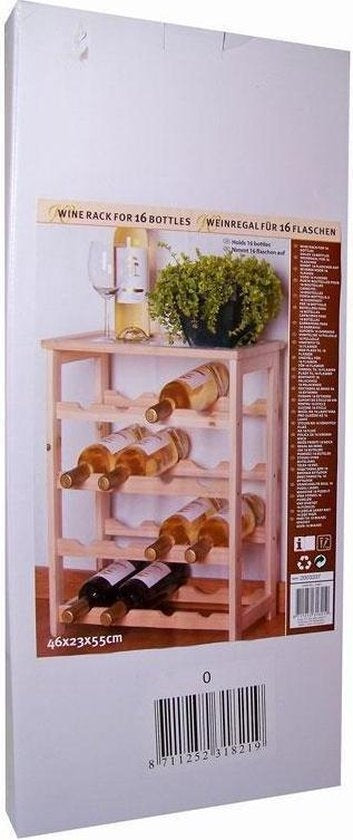 Porte-bouteilles - Hauteur 55 cm - Bois - 16 bouteilles