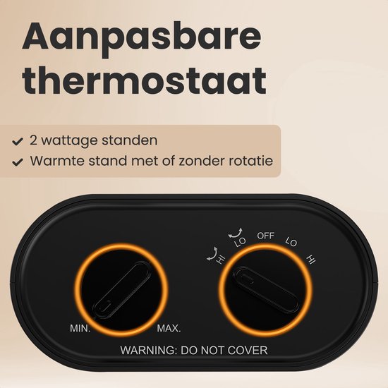 Auronic Fan Heater Pro - Chauffage céramique - Chauffage 2000W - Noir