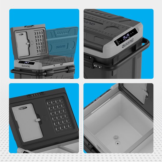 Auronic Electric Cool Box - avec compresseur - congélation et réfrigération - capacité 58L - gris - 69,2 x 45,3 x 58 cm