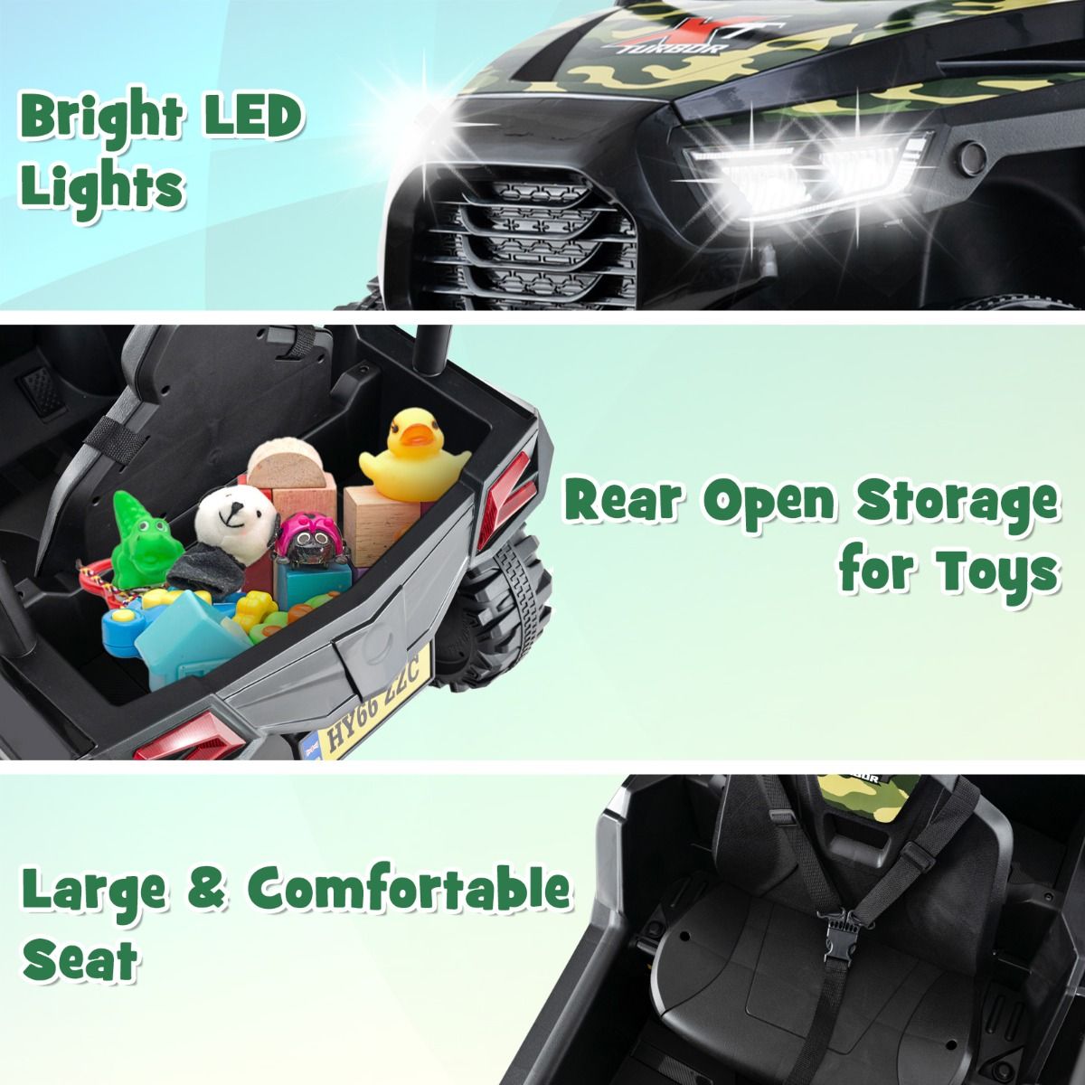 Coast - 24V Buggy Vehicle - RC & Double Spring Suspension - Large Kids Car - PP/Metal - Camouflage