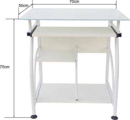 Bureau table ordinateur portable - gain de place - 70 cm x 50 cm - blanc