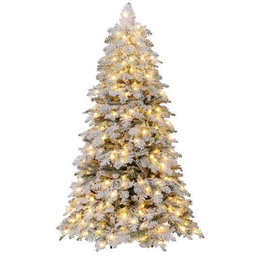 Coast Artificial Christmas Tree 180 cm Green/White - Snowy with 260 LED Lights - Foldable & Pre-assembled