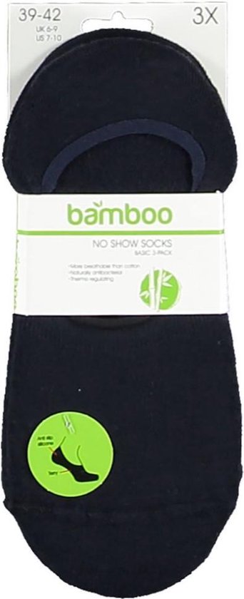 Apollo No-show Socks Basic Terry Bamboo Blue 3-pack Mt 43-46