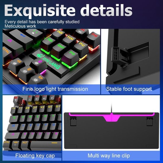 Clavier mécanique de jeu K2 RGB - Convient à Windows/Mac - interrupteur bleu