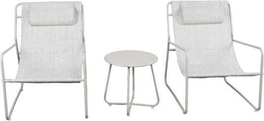 Ensemble de jardin Mannsberger - Ensemble lounge 3 pièces - Table de jardin et 2 chaises - Ensemble de table de jardin - chaises avec tissu hydrofuge - Camping - beige