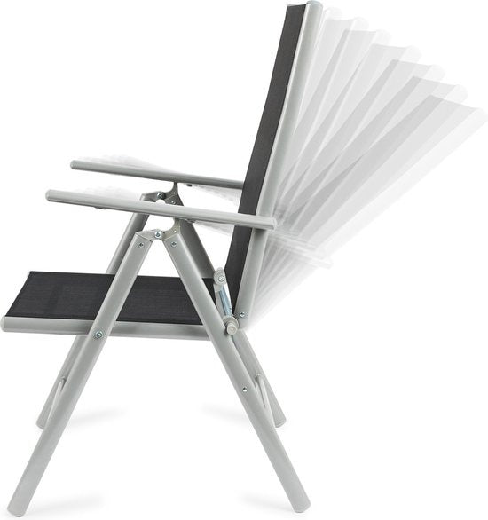 909 Outdoor - Chaises de jardin - Lot de 2 - Dossier réglable - Pliable - Chaises d'assise - Aluminium et Textile - 69 x 56 x 106 cm