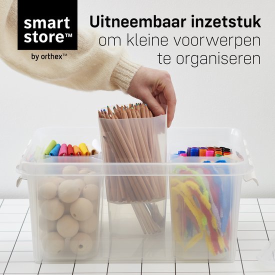 Orthex SmartStore Classic - Boîte de rangement avec séparateurs - Transparente - 14 litres - lot de 3