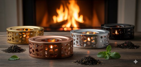 Vaja® Réchauffeur avec Waxinelicht pour théière - Réchauffeur avec bougie - Porte-lampions - Chauffe-thé - Théière - Réchauffeur - Argent