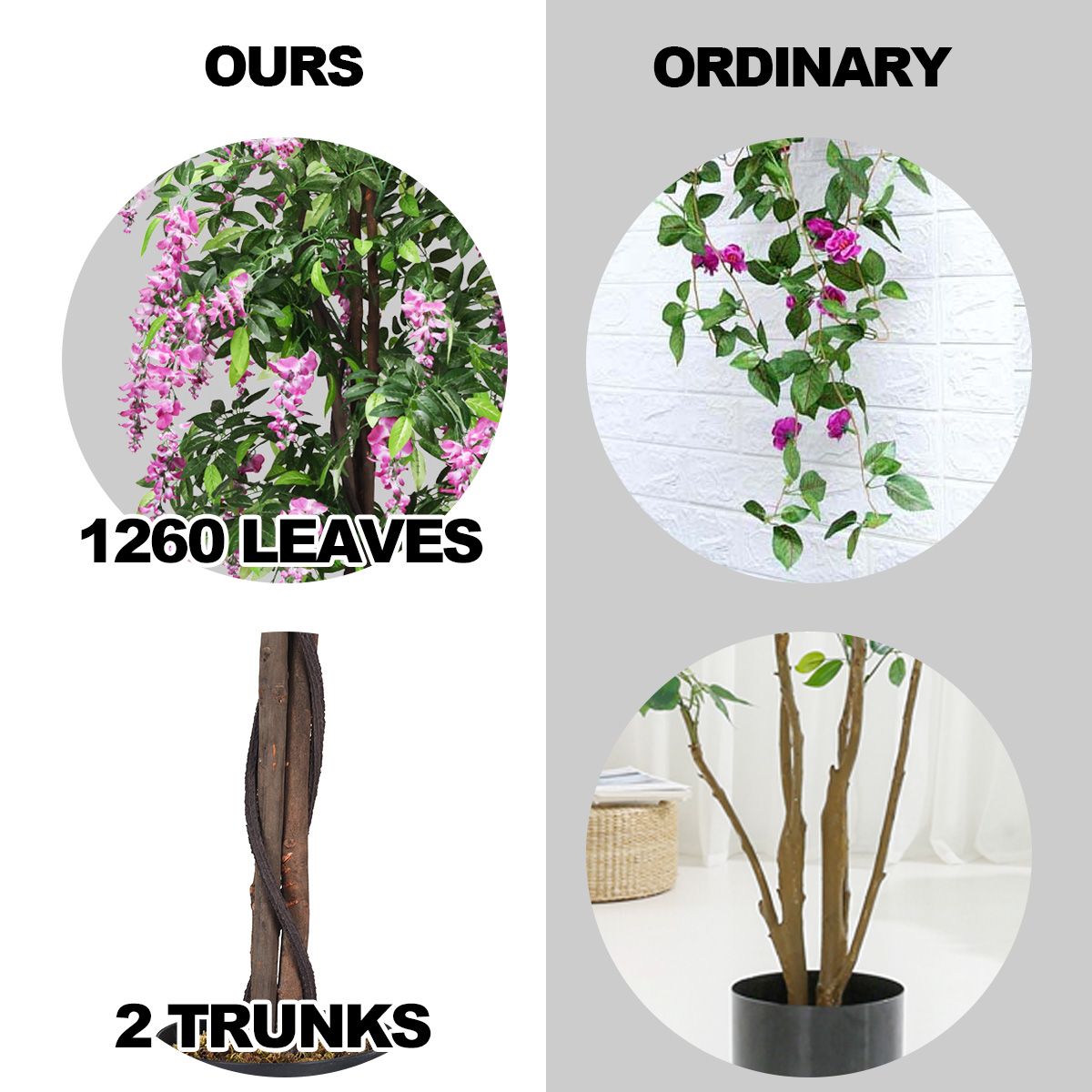 Arbre décoratif Coast « Glycine » 180 cm - Rose - Pépinière Pot