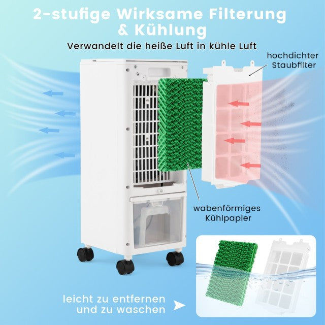 Climatiseur 3-en-1 Coast avec ventilateur et humidificateur - Réservoir d'eau de 2,8 L - Silencieux (44 dB) - 59 x 22 x 25,5 cm - Gris
