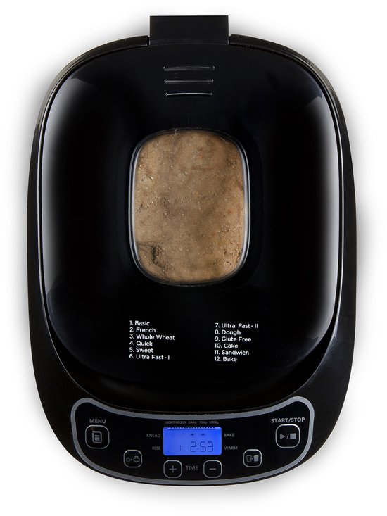 Machine à pain DOMO DO1119B - 12 programmes - 700-1000 g - Programme sans gluten - Noir
