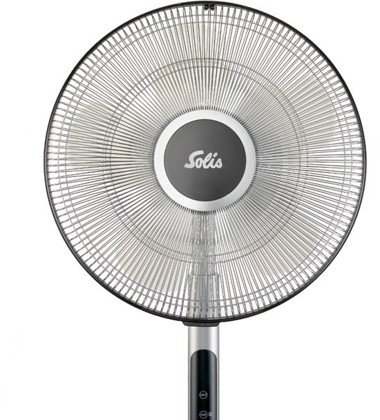 Ventilateur sur pied Solis Step & Chill - Ventilateur silencieux (24–54 dB) - 6 vitesses - Oscillation horizontale et verticale - Sur pied - Hauteur : 133 cm - Télécommande - Argent