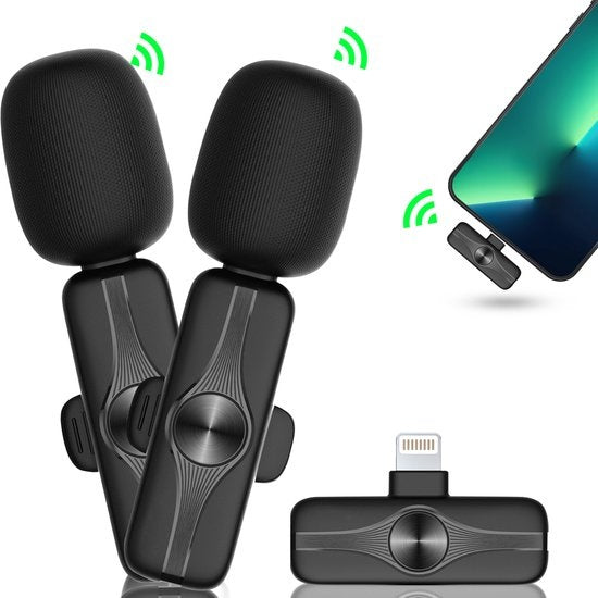 Microphone sans fil - MATTI® - 2 en 1 - Micro sans fil - Microphone iPhone