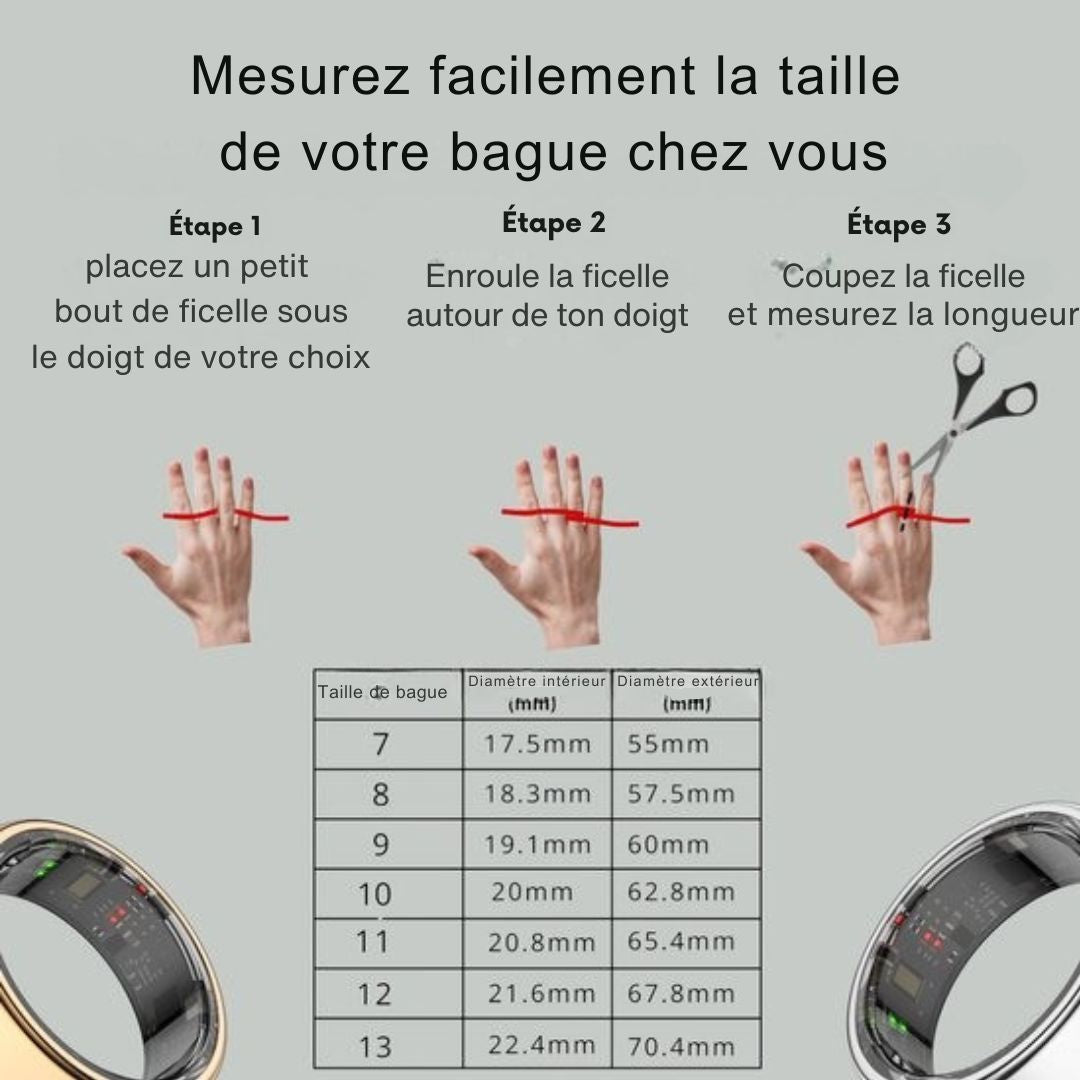 Smart Ring S1 Focus®- Taille 10 - Fréquence cardiaque - Cycle menstruel - Moniteur de sommeil - Performance sportive - Podomètre - IP68 Waterproof - Mesure de l'O2 - Femmes - Hommes - Étui de chargement - Anneau intelligent - Noir