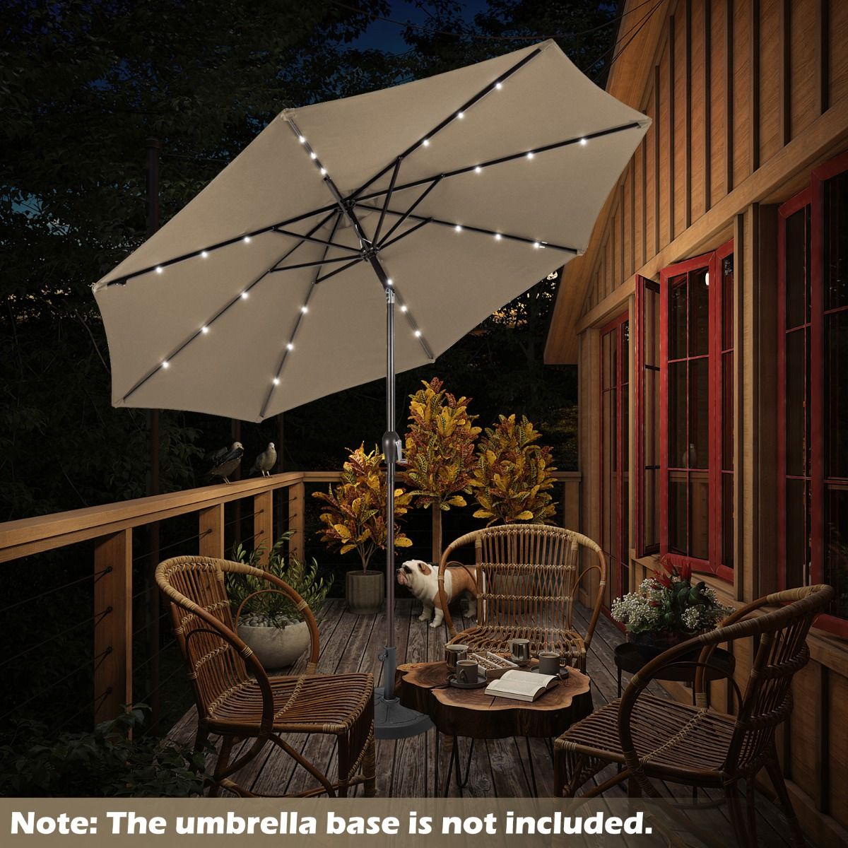 Parasol Coast avec lumières LED - Ø300cm - Marron