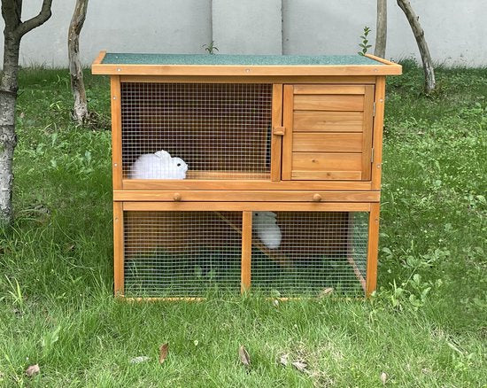 Clapier pour lapin avec parcours - clapier pour lapin, cochon d'Inde et rongeurs - cage pour animaux domestiques - convient pour l'intérieur et l'extérieur