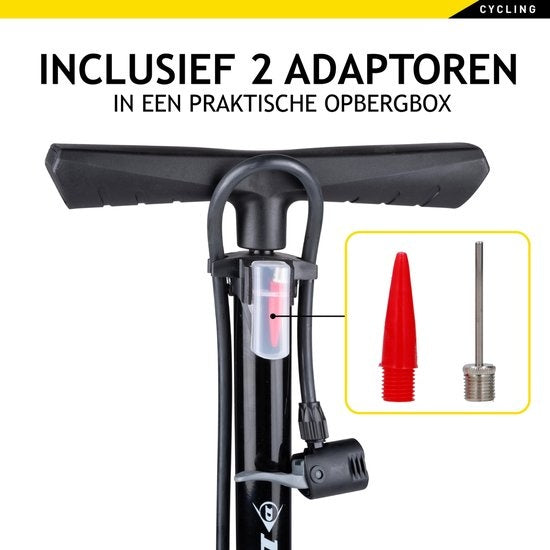 Pompe à vélo Dunlop avec manomètre - Double valve - Dutch Valve/ French Valve/ Auto Valve