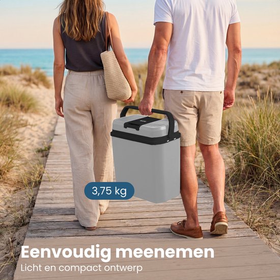 Auronic Coolbox électrique 12V et 230V - 20L - Réfrigérateur de camping - Voiture - Refroidissement et chauffage - Frigobox - Gris clair