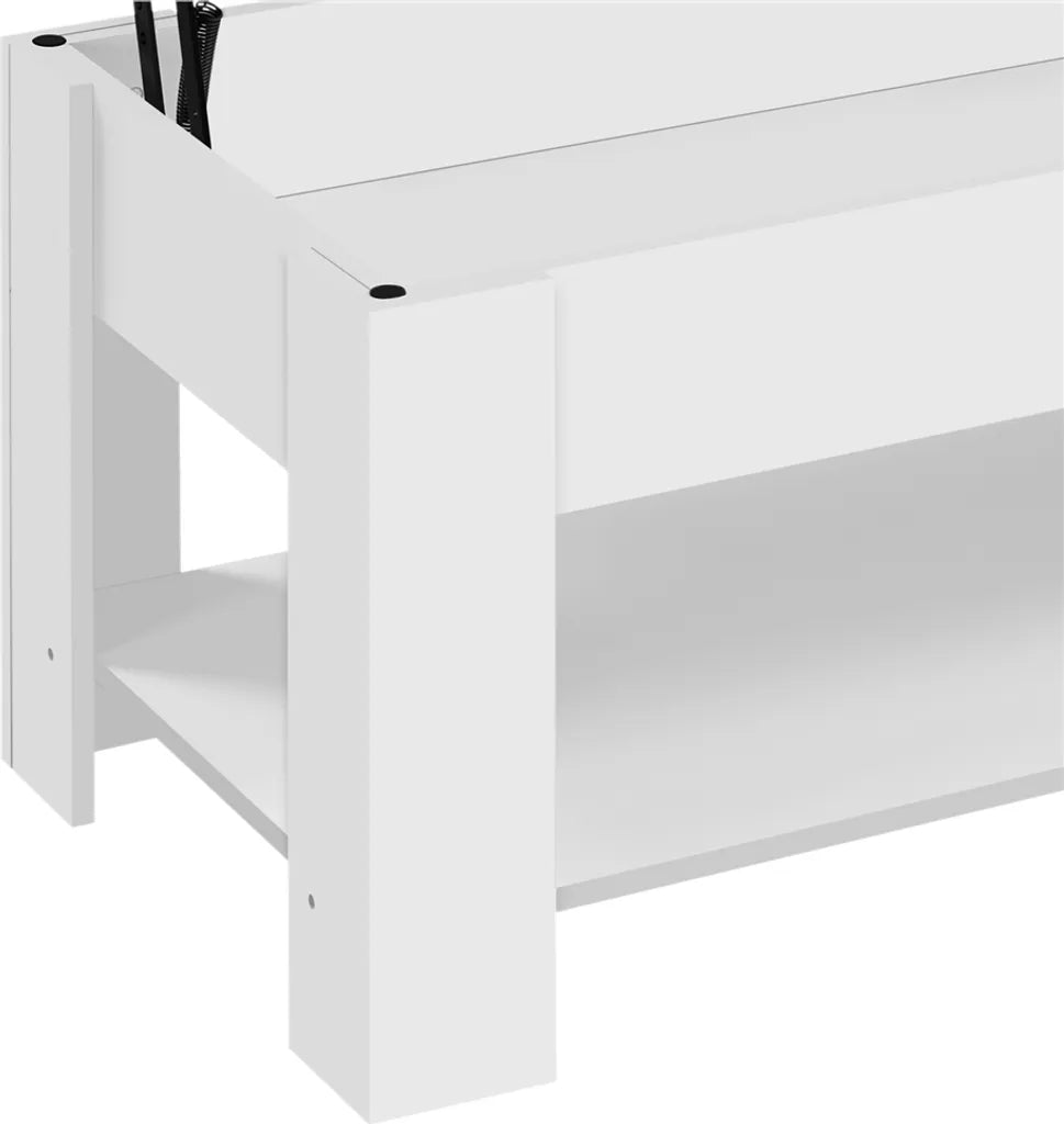 Table basse Yaheetech à hauteur réglable avec espace de rangement, 120 x 59 x 49,5 cm, blanche