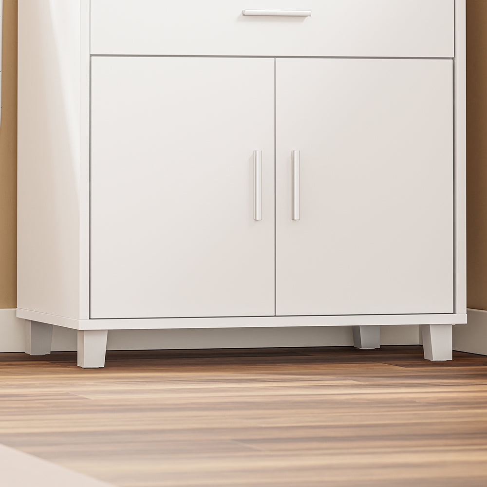 Chariot de cuisine SoBuy avec prises électriques 4 en 1 - Roulettes et pieds - Blanc - 61,5 x 40 x 92 cm