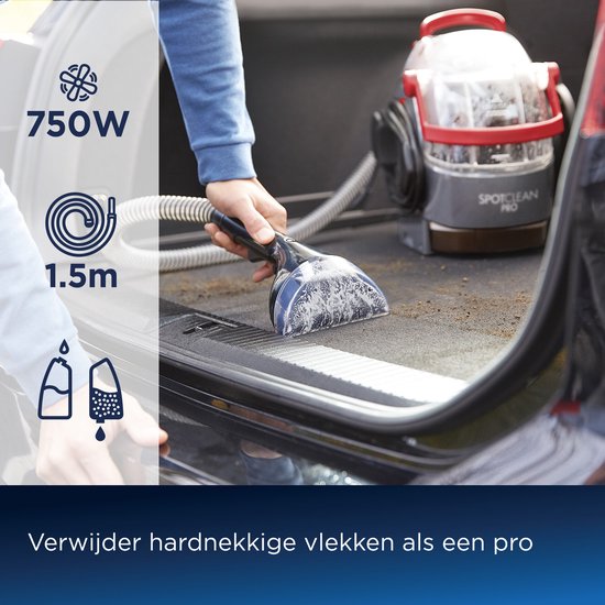 Nettoyeur de taches portable BISSELL SpotClean Pro - Nettoyage professionnel avec moteur de 750 W - Nettoyeur de moquette pour canapé, voiture et matelas - Nettoyeur de moquette - Réservoir de grande capacité - Machine de nettoyage - Nettoyeur de canapés
