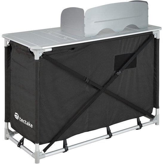 tectake - cuisine de camping dim. 116 x 52 x 107 cm noir - 403345