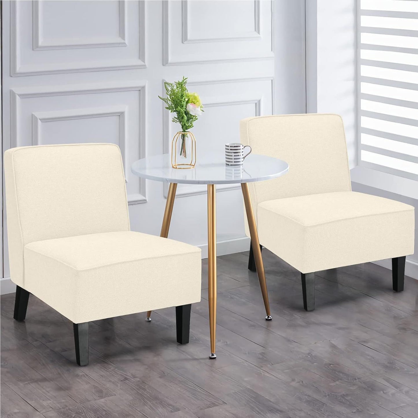 Chaise de salon rembourrée, chaise de salle à manger avec dossier et pieds en bois, 73x61x80 cm