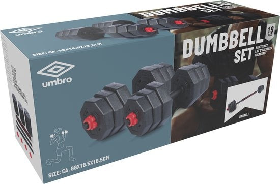 Jeu d'haltères - Umbro - 20 KG - Haltères réglables - Poids 1,25 KG, 1,5KG et 2KG - Plastique