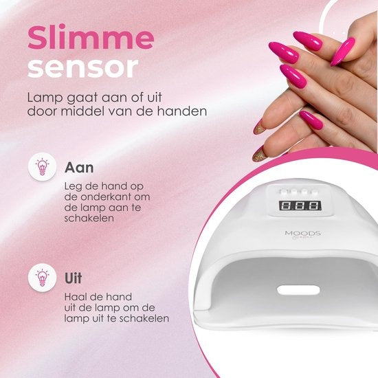 Moods Gellac Professional Luxury Nail Lamp- UV Lamp Gel Nails - Nail Dryer - Contrôlable avec des boutons - Powerful LED Lamp - White