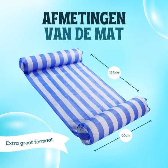 Travelly - Hamac d'eau de luxe - Hamac - Matelas d'air - Matelas d'air Piscine - Hamac d'eau - Bleu
