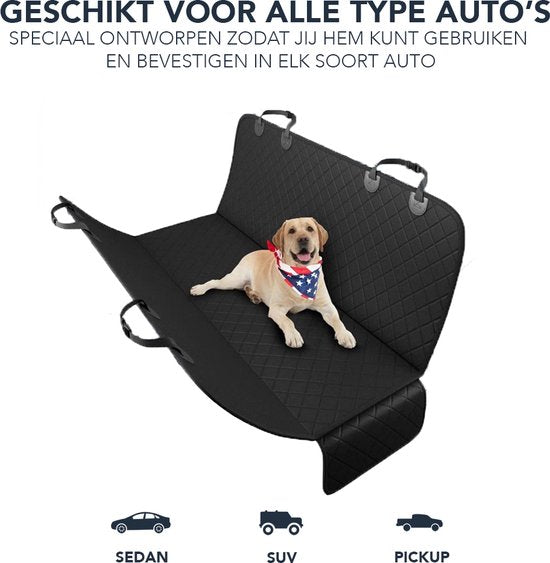 Achaté Tapis pour chien Siège arrière et coffre de voiture - 137 x 147 CM - Housse de protection - Tapis pour chien - Noir