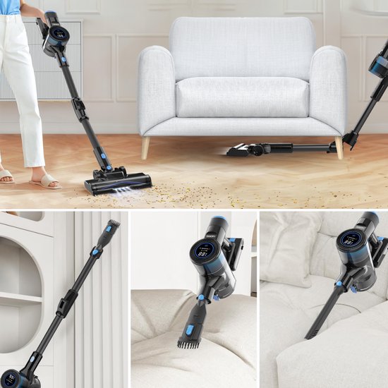 Sanovy Turbo Flex X28 Aspirateur à manche sans fil - Sans sac - Alimentation par batterie - 350W - 28Kpa - Avec accessoires - Aspirateur sans sac sans fil