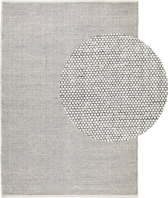 Lifa Living Tapis - Laine et coton - Tissé - 160x230 cm - Design scandinave - Noir/Blanc