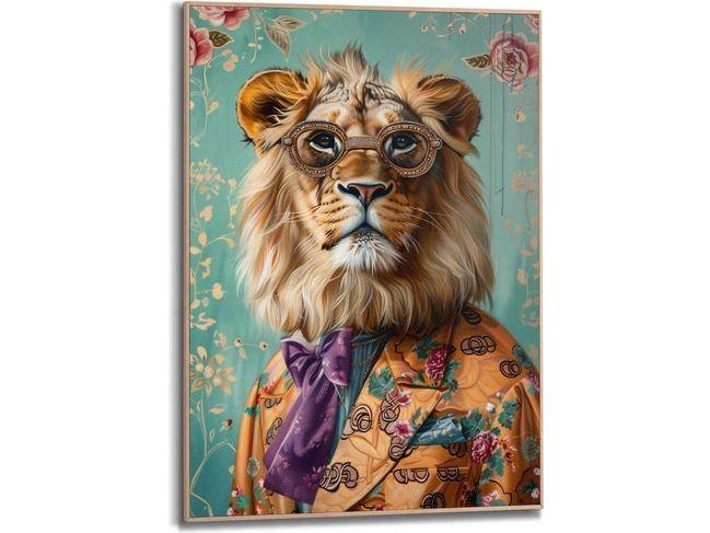 Orange Wallz Dandy Lion Portrait - Tableau sur toile - 50 x 40 cm - Multicolore