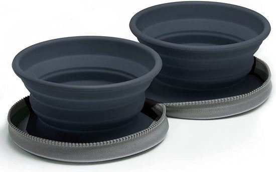 Colapz 2 x gamelles pliables pour chiens - Gamelles pliables pour chiens - Gamelle à eau pour chiens - Gamelle pliable avec sac de transport - Gris - Camping avec son chien