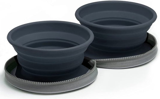 Colapz 2 x gamelles pliables pour chiens - Gamelles pliables pour chiens - Gamelle à eau pour chiens - Gamelle pliable avec sac de transport - Gris - Camping avec son chien
