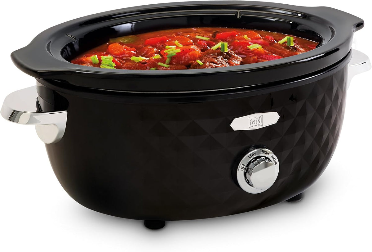 Mijoteuse FRITEL SC 2090 3,3 L – 150 W – 1 à 4 personnes – Récipient en céramique – Noir/chrome – 26 × 35,5 × 23 cm