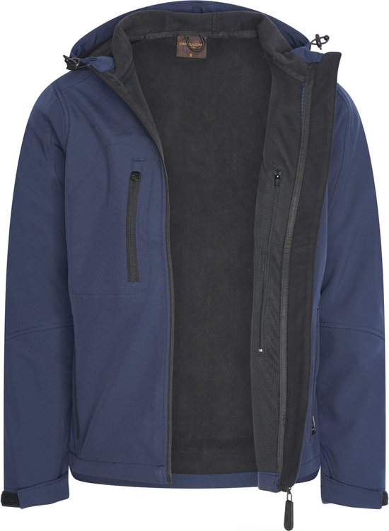 Cappuccino Italia - Veste d'extérieur pour homme Softshell à capuche - Bleu - Taille XXL
