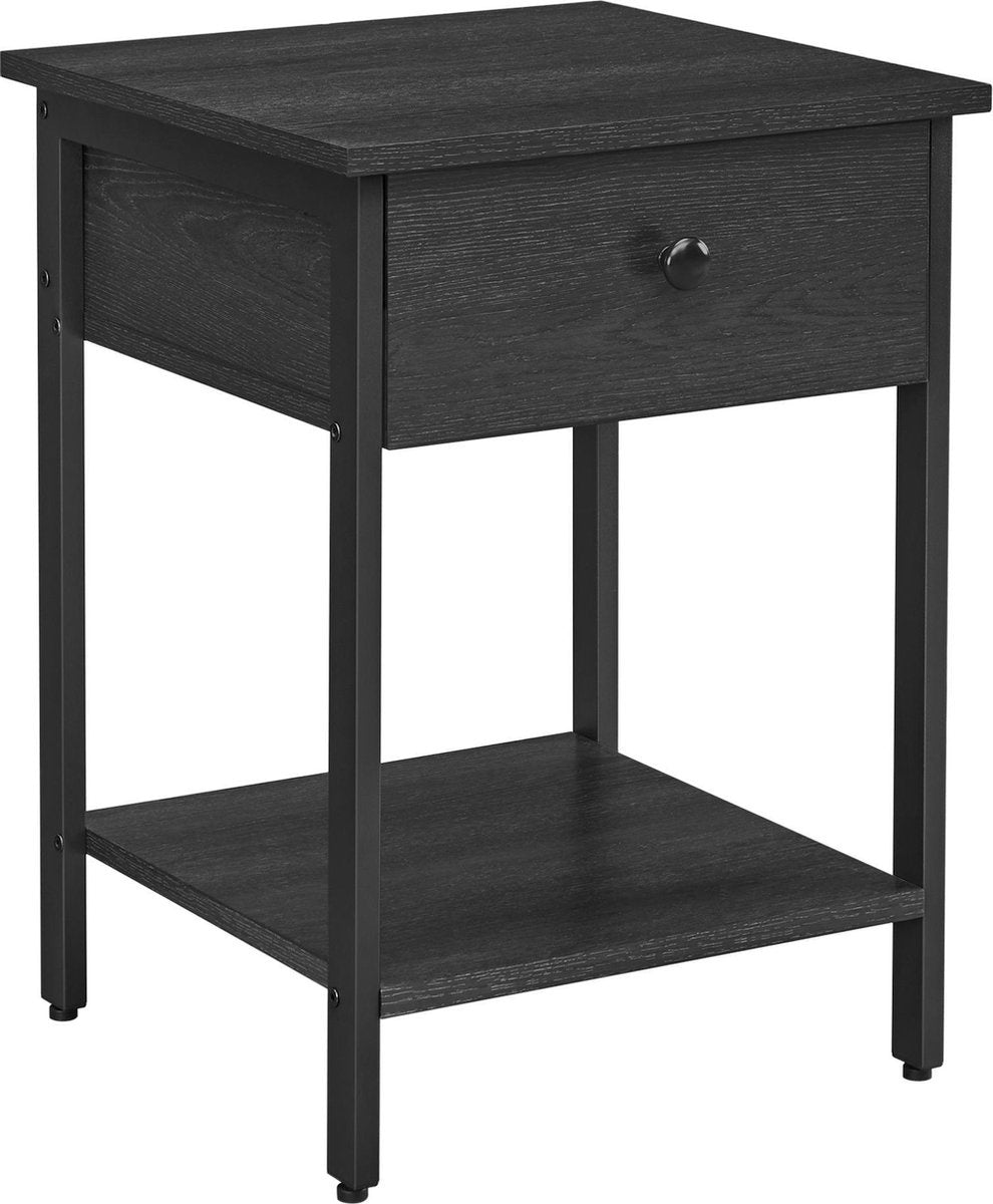 O'DADDY® Tables de chevet industrielles - table d'appoint - table de chevet avec tiroir - 40 x 40 x 55 cm - noir/gris foncé