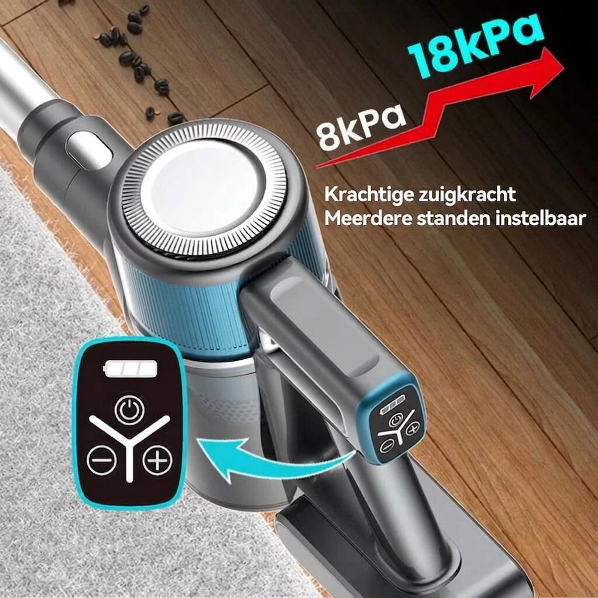 Aspirateur sans fil Ochama 4-en-1 - Aspirateur balai et aspirateur à main - Puissance d'aspiration de 18 kPa - Autonomie de 40 minutes - Écran LED