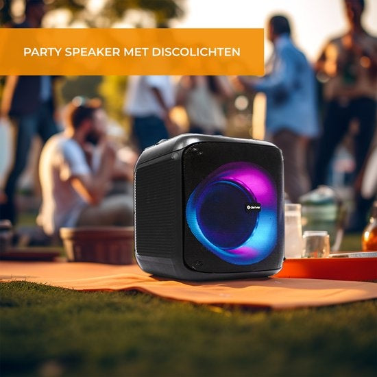 Denver Bluetooth Speaker Party Box - Disco Lights - Incl. Remote Control - Microphone Connection - BPS250 - Black