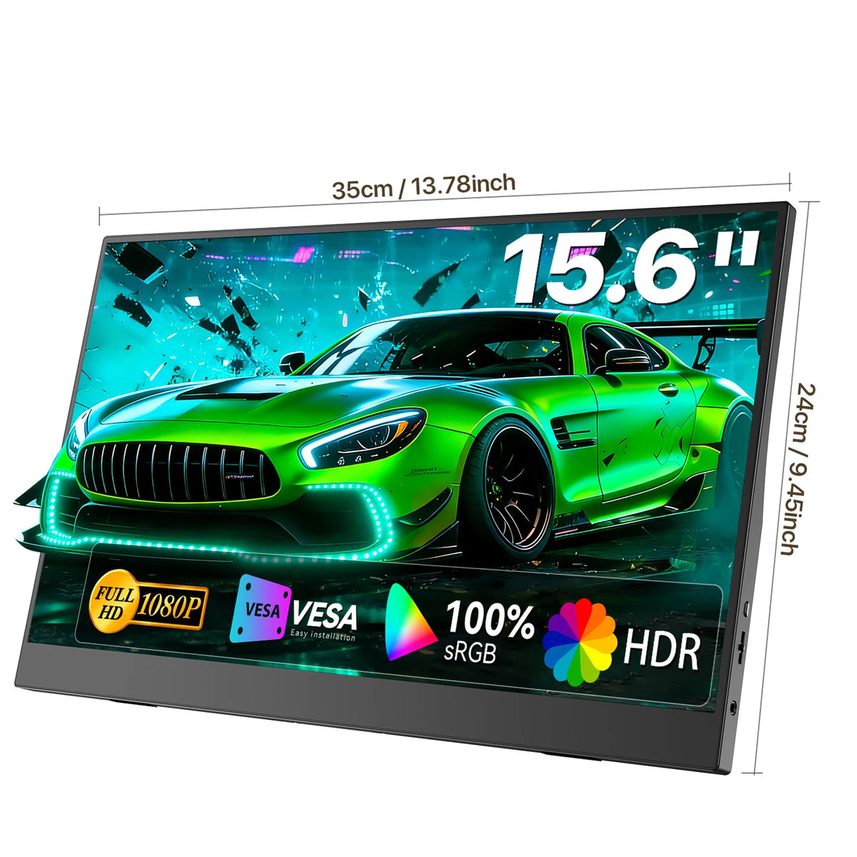 Écran portable UPERFECT 15,6 pouces Full HD avec connexion USB-C, écran tactile, socle réglable et haut-parleurs