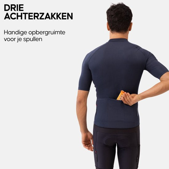 DANISH ENDURANCE Maillot cycliste homme - Chemise cycliste - Manches courtes - Séchage rapide - Bleu marine - Taille M